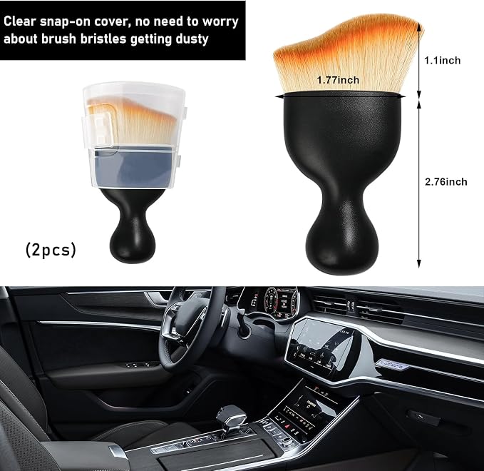 Ziciner 2 PCS Car Detailing Brush, Curved Soft Bristles Auto Removal Dust - Image 2