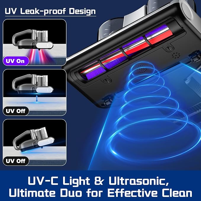 Bed Vacuum Cleaner 5 in 1 with Mattress Vacuum 16Kpa Suction 253.7nm UV-C Light - Image 3