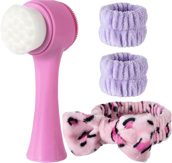 Facial Cleansing Brush 2 in 1, Silicone Face Scrubber Dual Face Brush by BEOMEEN