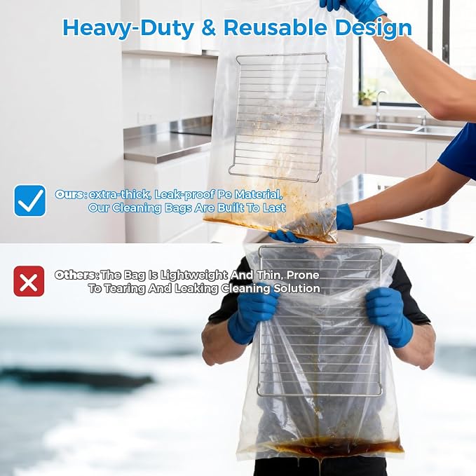 4 Pack Large Oven Grill Cleaning Bags（19.6''X27.5''）, Heavy Duty Oven Rack - Image 5