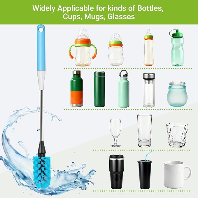 3-in-1 Bottle Brush, 15 Inches Long Handle Kitchen Water Bottle Brush, - Image 4