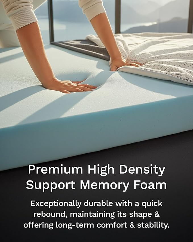 ViscoSoft 4 Inch Memory Foam Mattress Topper Twin XL - Select High Density Extra Long Ventilated Mattress Pad - Removable Bamboo-Rayon Cover
