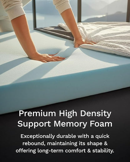 ViscoSoft 4 Inch Memory Foam Mattress Topper Twin XL - Select High Density Extra Long Ventilated Mattress Pad - Removable Bamboo-Rayon Cover