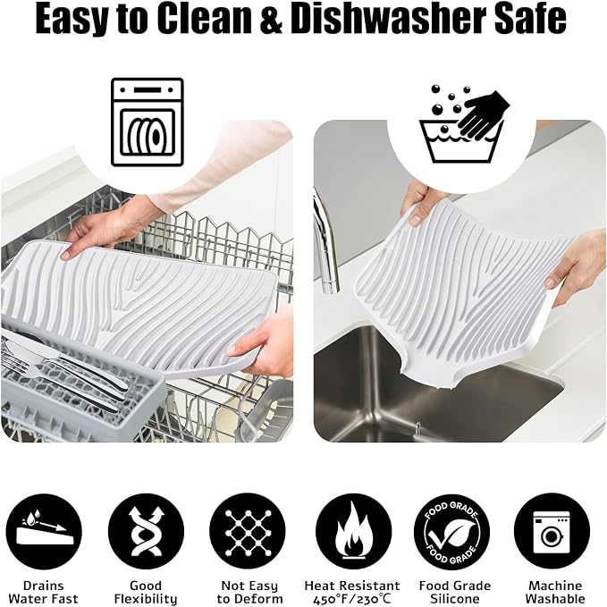 Silicone Dish Drying Mat, Large Dish Kitchen Drying Mat - Image 4