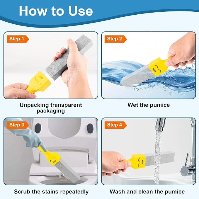 38 Pack Pumice Stone with 2 Handles, Toilet Bowl Cleaner Ring Remover, Pumice - Image 4