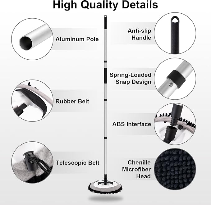 Ordenado 62" Car Wash Brush Kit Mitt Mop Sponge - Image 4