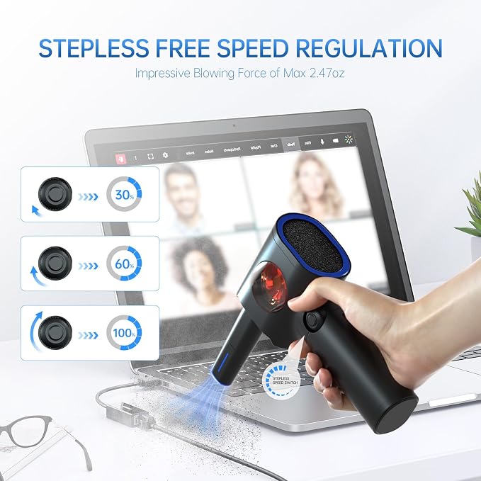 ATEngeus Compressed Air Duster, Stepless Speed Electric Air Duster - Image 2