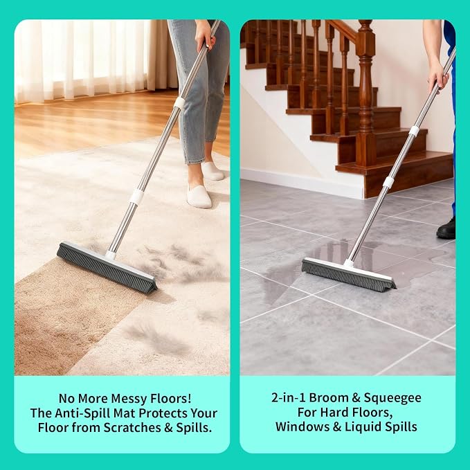 Carpet Rake for Pet Hair Removal, 30-51" Adjustable Stainless Steel Handle - Image 3