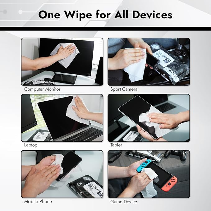 Air Jungles Electronic Screen Cleaning Wipes 70 Count, Large 8"x10" Cleaner - Image 4