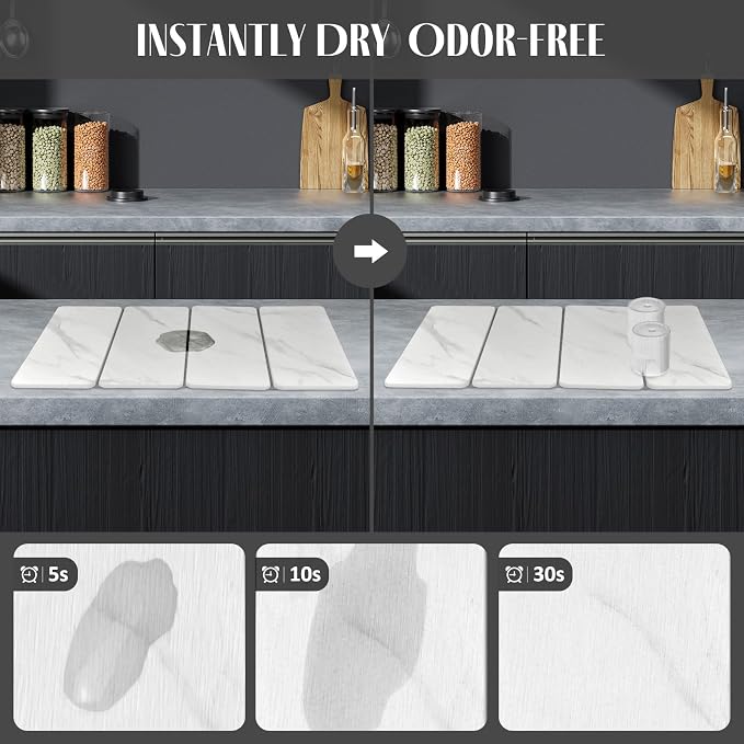 Large Stone Dish Drying Mats for Kitchen Counter, Eco-Friendly Absorbent - Image 2