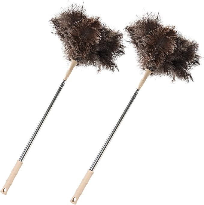 Extendable Ostrich Feather Duster 27-94 Inch, Natural Cleaning Duster Extension by Unknown