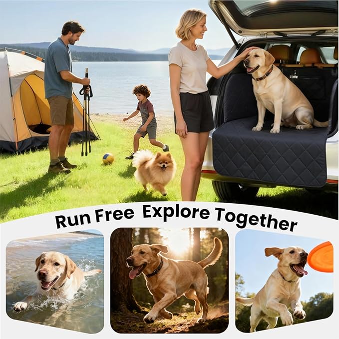 REEVAA SUV Cargo Liner for Dogs, Full Coverage Non-Slip Cargo Cover with Cushioned Sides to Protect Your Dog, Waterproof & Durable, Machine Washable Trunk Protector Mat (M, Black)