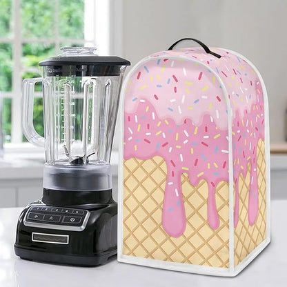 Blender Cover Kitchen Blender Dust Covers Food Processor Dust Proof Stand Mixer Case Coffee Maker Appliance Cover for Home Kitchen Indoor, Waffle Ice Cream Print