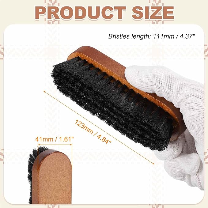 HARFINGTON Shoe Cleaning Brush 5"x2" Beech Wood Horsehair Boot Polish Brushes - Image 2