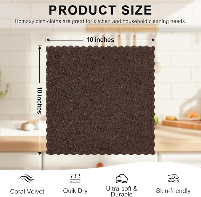 Homaxy 24 Pack Kitchen Dish Cloths, Super Soft and Absorbent Coral Velvet Dish - Image 5