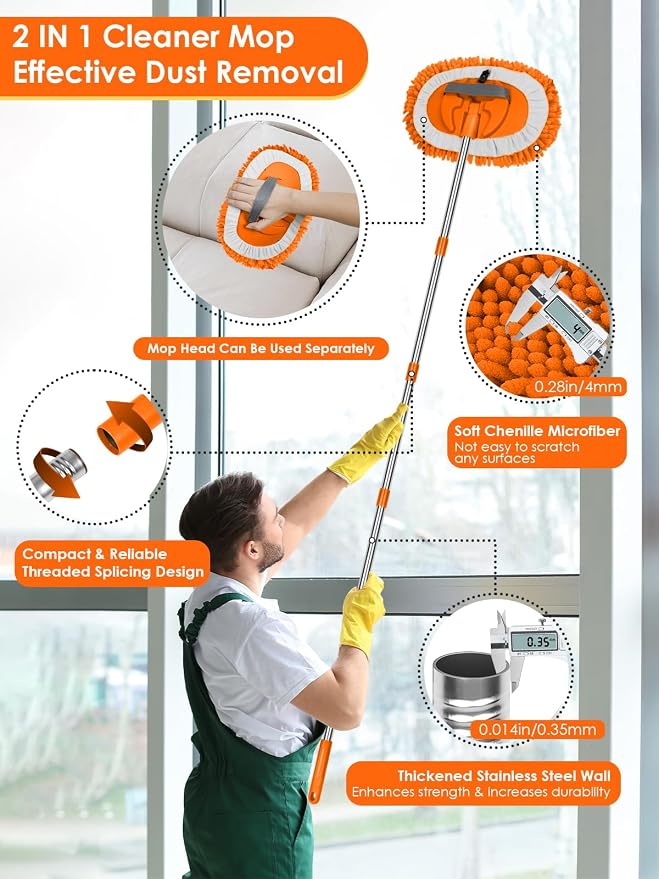2 in 1 Lightweight Wall Cleaner Mop - Image 2