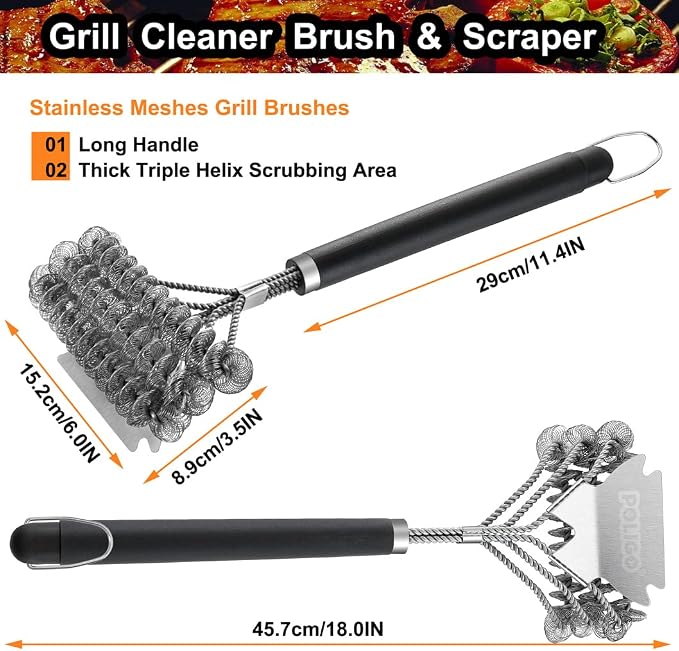 POLIGO BBQ Grill Cleaning Brush Bristle Free & Scraper - Image 3