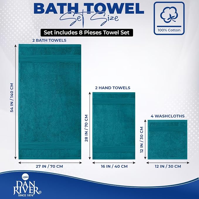 DAN RIVER 8 PC Luxury Bath Towels - Image 2