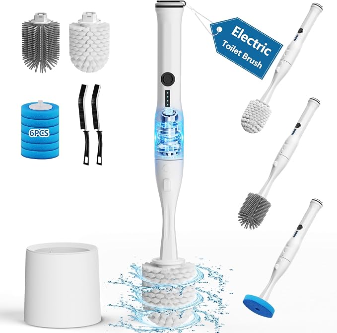Leebein Electric Toilet Brush and Holder Set, Electric Toilet Bowl Scrubber Kit by Leebein