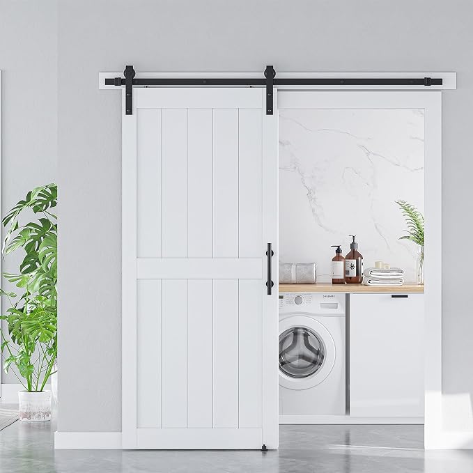 SmartStandard 36 x 84 inch White Sliding MDF Barn Door - Image 7