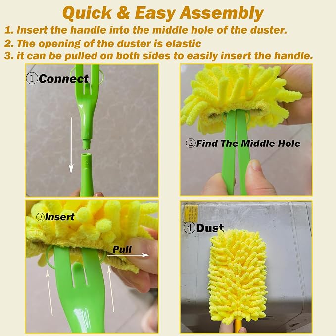 Reusable Duster for Swiffer, 2 Refills +1 Handle, 360 Heavy Duty Duster Refill - Image 7