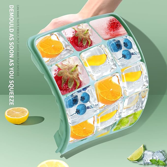 Ice Cube Trays Set of 2, Easy Release 15 Flexible Silicone Ice Cube Molds - Image 5