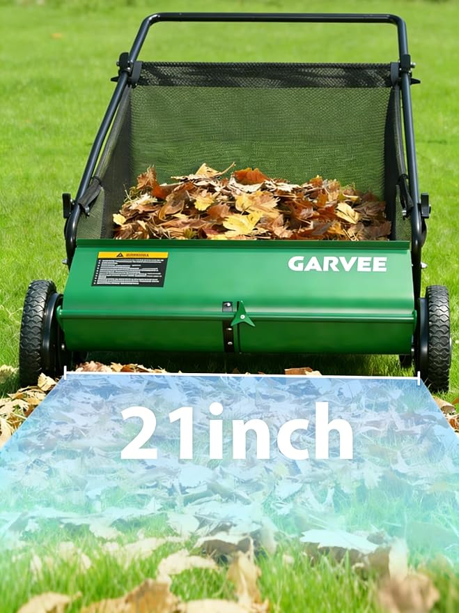 Push Lawn Sweeper, 21-Inch Width Enhanced 4-Brush System, 3.5 ft Capacity Heavy - Image 5