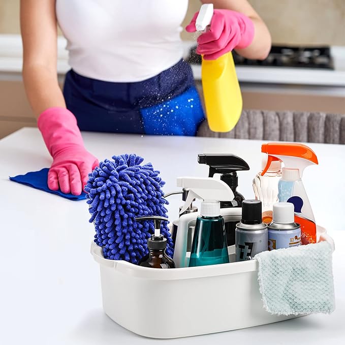 TOPZEA 2 Pack Cleaning Supplies Caddy, Large Plastic Cleaning Supply Organizer - Image 7