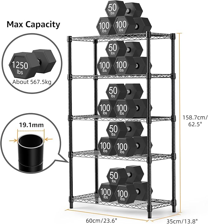 1250 lbs Storage Shelving Utility Shelving Unit 5-Tier Utility Shelving Unit - Image 3