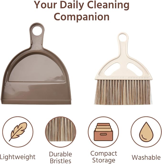 Mini Broom and Dustpan Set, Small Handheld Broom and Dustpan - Image 2