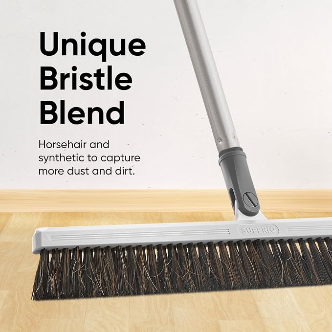Horse Hair Broom for Hardwood Floors – 18" Soft Bristle Narrow Thin Swivel - Image 3