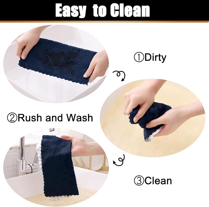 Mordimy 12 Pack Kitchen Cloths Dish Towels, Super Soft and Absorbent Dish Cloths - Image 6