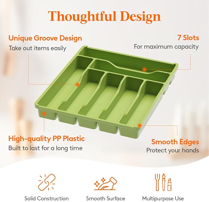 Lifewit Silverware Drawer Organizer Tray, Plastic Cutlery Storage - Image 3
