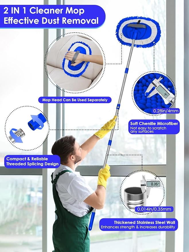 2 in 1 Lightweight Wall Cleaner Mop - Image 2