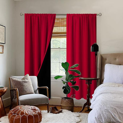BGment Blackout Curtains for Bedroom 84 Inch Long, Thermal Insulated Bedroom Curtains Christmas Rod Pocket Room Darkening Curtains, Each Window Drape 2 Panels, 42 Wide, Red