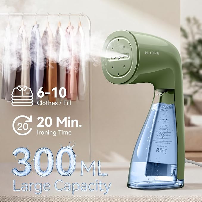 HiLIFE Steamer for Clothes, 1100W Clothes Steamer, Fast Wrinkle Removal - Image 6