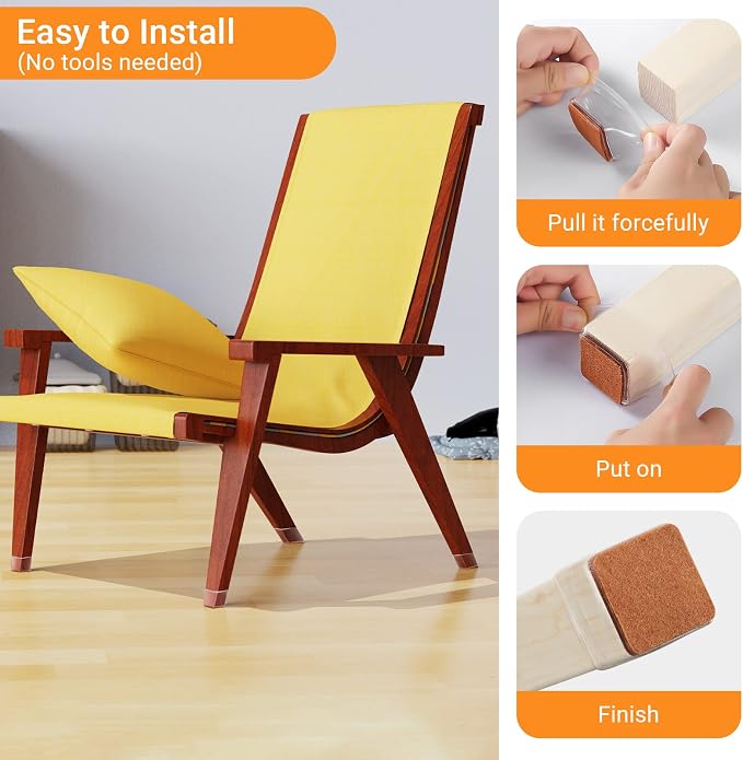 36Pcs Square Chair Leg Floor Protectors, Felt Furniture Pads - Image 5