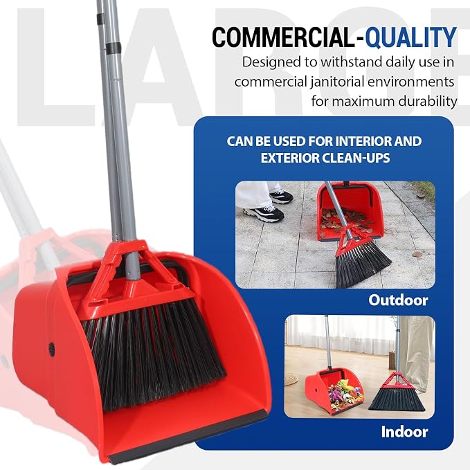 Commercial Broom and Dustpan Set, Jumbo Lobby Debris Dustpan, Heavy Duty Broom - Image 8
