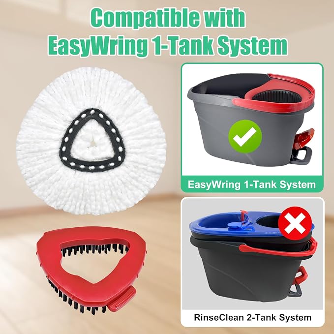 Spin Mop Heads Replacements for O Ceda EasyWring 1-Tank System, 2 Microfiber - Image 5