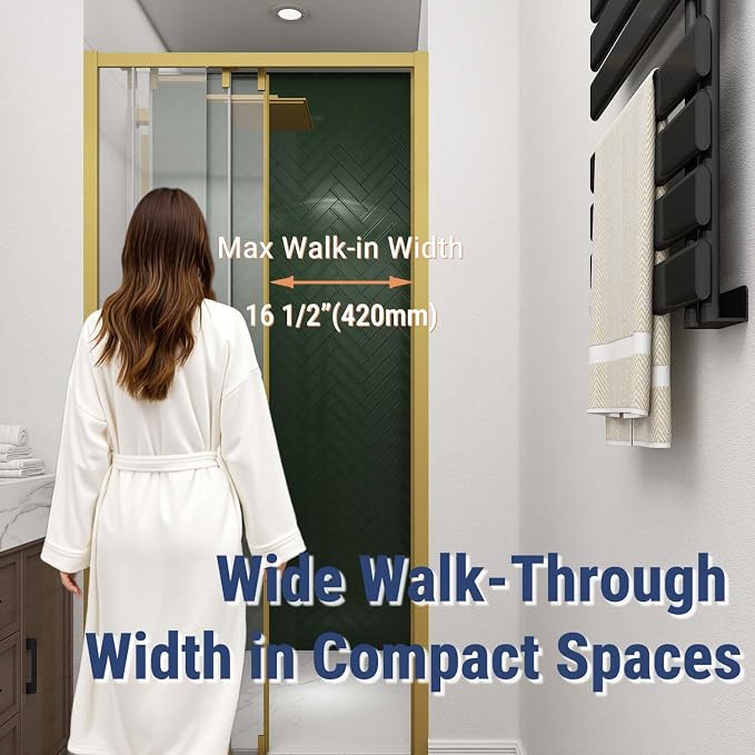 36" W x 78" H 3-Panels Sliding Shower Door, Shower Door Clear 6mm Tempered Glass - Image 3