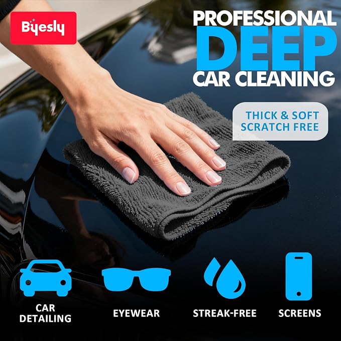12-Pack Microfiber Cleaning Cloth, 11.5x11.5 Microfiber Towels - Image 6