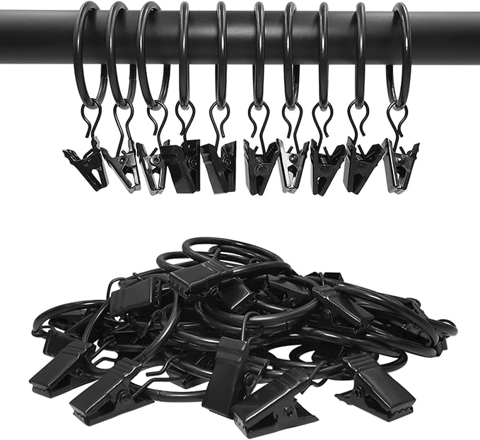 40 Pack Curtain Rings with Clips, Drapery Clips with Rings, Drapes Rings 1.26 - Image 6