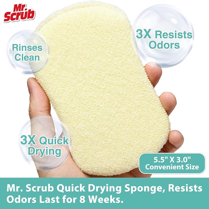 Sponges Kitchen Scrub Dish Sponge Scouring Pad, 6 Pack Cleaning Brush Scrubber - Image 2