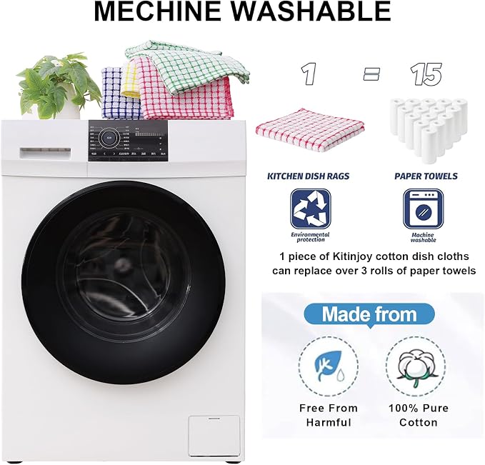 Kitinjoy Cotton 12 Pack Terry Kitchen Towels, 16 x 25 Inches Super Soft and - Image 5