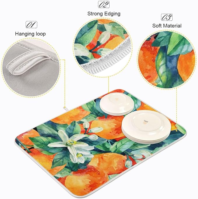Tarity Watercolor Orange Dish Drying Mat - Image 4