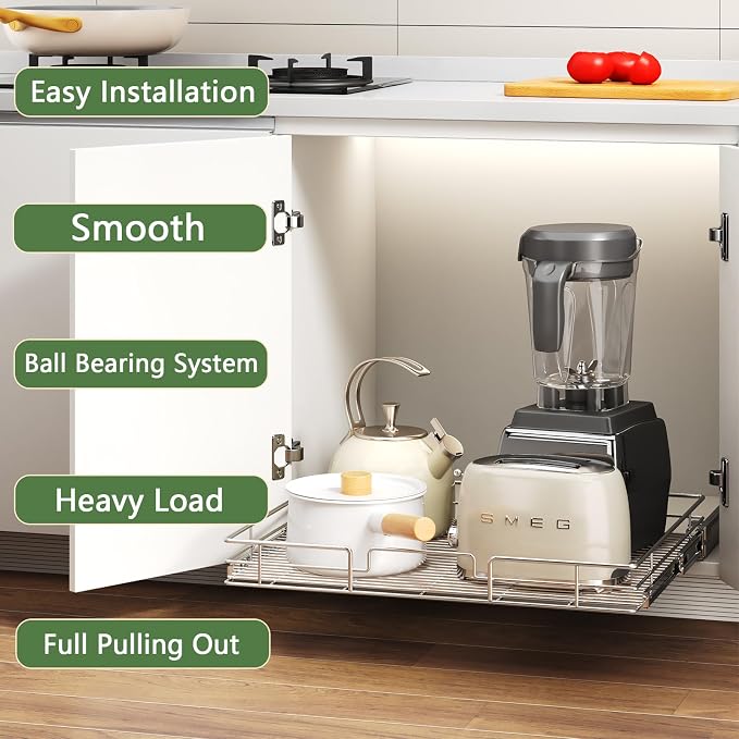 Pull Out Cabinet Organizer 28½" W x 21½" D, Heavy Duty Cabinet Pull Out Shelves - Image 2