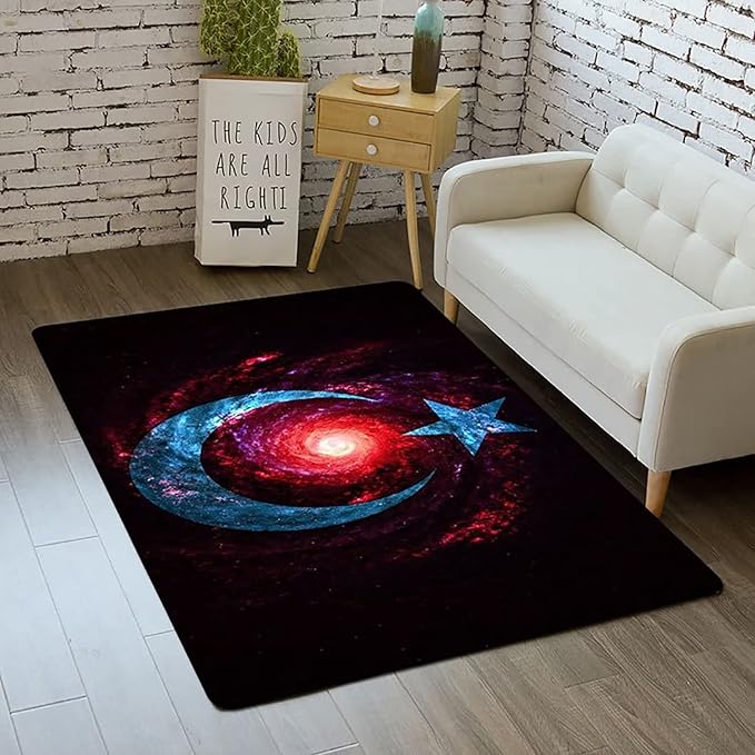 Outer Space Galaxy Area Rug for Boys Room 4x5 ft Soft Non-Slip Solar System 3D Planet Universe Rug for Kids Bedroom Living Room