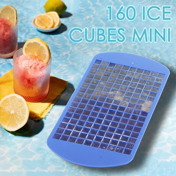 Silicone Mini Ice Cube Trays 2 Pack, 160 Crushed Ice Cube Molds, Easy Release - Image 2