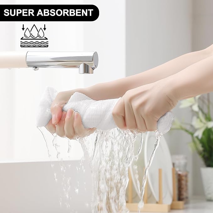 Homaxy 100% Cotton Kitchen Towels and Dishcloths Set, 12 x 12 Inches and 13 x - Image 3