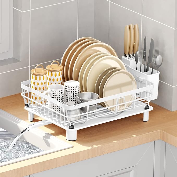 Iron Dish Drying Rack with Drainboard Dish Drainers by AIDERLY